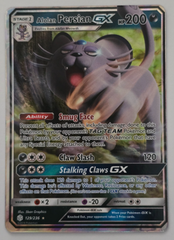 Alolan Persian GX 129/236 Ultra Rare Cosmic Eclipse Pokemon TCG - Image 1