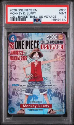 2026 One Piece EN College Basketball US Voyage #055 Monkey D Luffy PSA 9 - Image 1