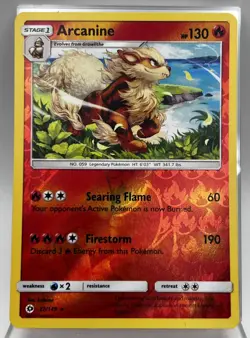 Arcanine 22/149 Reverse Holo Pokemon Card Sun & Moon Base Set 2017 LP - Image 1
