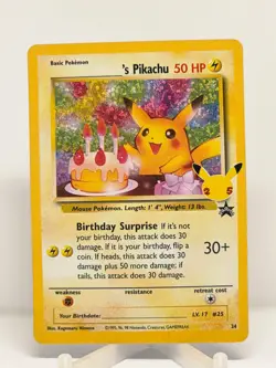 Pokemon Card - Birthday Pikachu, Celebrations 25th anniversary - English - Image 1
