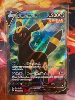 Pokemon TCG Umbreon v Full Art Ultra Rare Holo Card 188/203 Evolving Skies - Image 1