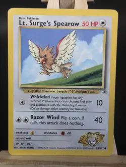 Lt. Surge's Spearow Gym Heroes 83/132 Pokemon Card WOTC NM - Image 1