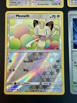 Meowth Pokemon TCG - Lot Of 4 Reverse Holo Cards All-NM/M Excellent 2016-2024 - Image 4