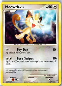 Pokemon Card - Meowth 106/146 Legends Awakened Common Lightly Played - Image 1
