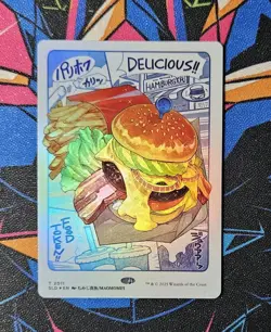 Oishii! Hamburger Food Token オイシイ！ トークン NM Rainbow Foil MTG Secret Lair 2011 - Image 1