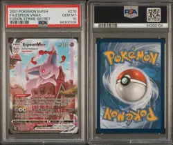 2021 POKEMON SWORD & SHIELD FUSION STRIKE #270 FA/ESPEON VMAX PSA 10 - Image 3