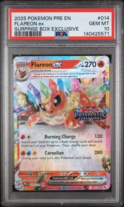 2025 POKEMON PRE EN-PRISMATIC EVOLUTIONS #014 FLAREON EX PSA 10 - Image 1