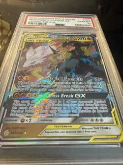 PSA 10 GEM-MINT Reshiram & Zekrom GX Tag Team Pokemon 2019 Cosmic Eclipse #157 - Image 3