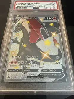 2020 POKEMON SWORD & SHIELD CHAMPION'S PATH SECRET FULL ART/CHARIZARD V PSA 10 - Image 2