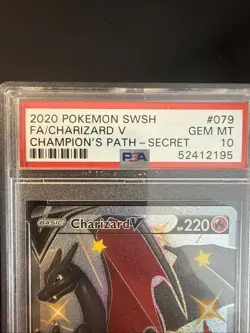 2020 POKEMON SWORD & SHIELD CHAMPION'S PATH SECRET FULL ART/CHARIZARD V PSA 10 - Image 4