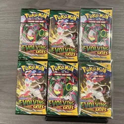 Pokemon TCG Sword & Shield Evolving Skies Booster Pack Lot of 6 - Image 1