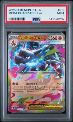 Pokemon Me02 PFL-EN Phantasmal Flames #013 Mega Charizard X ex RR PSA 9 - Image 1