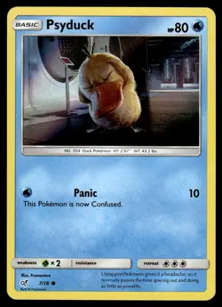 Psyduck 7/18 Common Detective Pikachu Pokemon Holo NM - Image 1