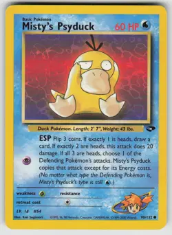 Misty's Psyduck 90/132 Common Gym Challenge Pokemon Unlimited Heavily Played - Image 1