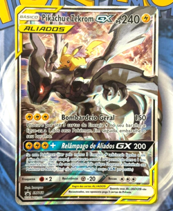 Pikachu & Zekrom GX SM168 Pokemon - Sun & Moon Promo Alt Art- LP - Portuguese - Image 1