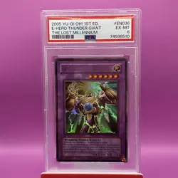 Yugioh 2005 Ultra Rare Elemental Hero Thunder Giant 1st Edition TLM-EN036 PSA 6 - Image 1