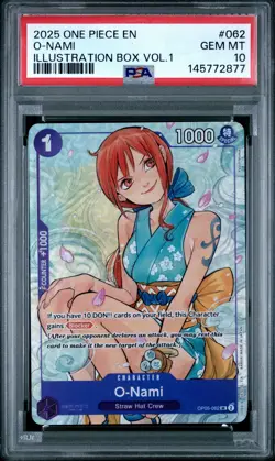 2025 ONE PIECE PROMOS ILLUSTRATION BOX VOL.1 #062 O-NAMI PSA 10 - Image 1