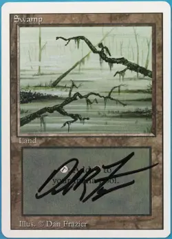 Swamp (C Dark) Revised PLD Basic Land SIGNED MAGIC CARD (ID# 518345) ABUGames - Image 1