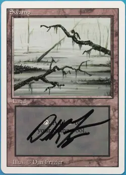 Swamp (C Dark) Revised PLD Basic Land SIGNED MAGIC CARD (ID# 518346) ABUGames - Image 1