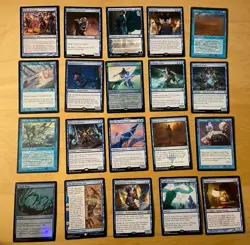 Magic The Gathering Lot Of 20 Blue Cards Including Rares and Mythics - Image 1