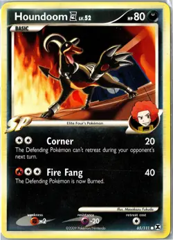 Pokemon Card - Houndoom E4 65/111 Rising Rivals Common Heavily Played - Image 1