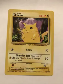 Pokemon TCG Pikachu Base Set 58/102 Regular Unlimited Common Card - Image 1
