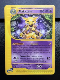 2002 ALAKAZAM Pokemon Card #33 33/165 Expedition Non-Holo LP - Image 2