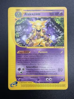 2002 ALAKAZAM Pokemon Card #33 33/165 Expedition Non-Holo LP - Image 3