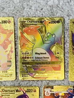 Set of 5 Charizard Gold Foil Fan Art Display Cards - Image 3