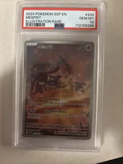 Pokemon TCG Mesprit 204/191 Surging Sparks Illustration Rare Card, PSA 10 - Image 1