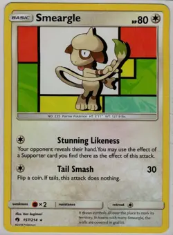 Pokemon Card Smeargle 157/214 Lost Thunder 2018 Basic Colourless Rare - Image 1