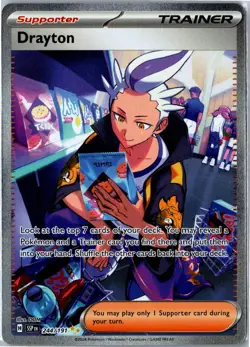 Pokemon Card - Drayton 244/191 Surging Sparks Special Illustration Rare NM - Image 1