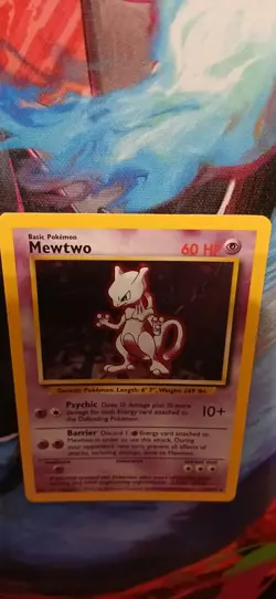 Pokemon Mewtwo Holo Rare Card #10/102 Base Set WOTC TCG English - Image 5