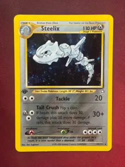 STEELIX 15/111 Neo Genesis 1st EDITION HOLO SWIRL rare Pokemon TCG card VLP-NM - Image 1