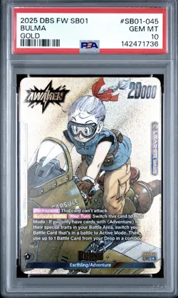 2025 DRAGON BALL SUPER CARD GAME FUSION WORLD MANGA BOOSTER 01 GOLD BULMA PSA 10 - Image 1