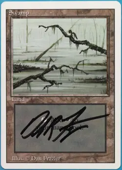 Swamp (C Dark) Revised PLD Basic Land SIGNED MAGIC CARD (ID# 518339) ABUGames - Image 1