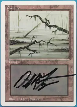 Swamp (C Dark) Revised PLD Basic Land SIGNED MAGIC CARD (ID# 518340) ABUGames - Image 1