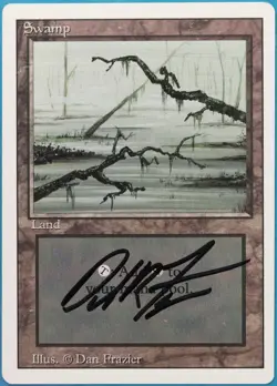 Swamp (C Dark) Revised PLD Basic Land SIGNED MAGIC CARD (ID# 518342) ABUGames - Image 1