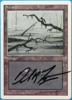 Swamp (C Dark) Revised PLD Basic Land SIGNED MAGIC CARD (ID# 518343) ABUGames - Image 1