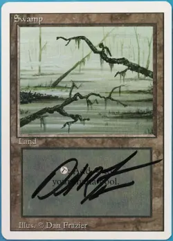 Swamp (C Dark) Revised PLD Basic Land SIGNED MAGIC CARD (ID# 518344) ABUGames - Image 1