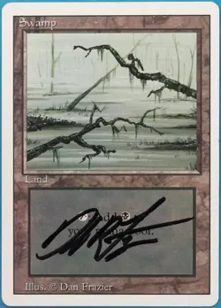 Swamp (C Dark) Revised PLD Basic Land SIGNED MAGIC CARD (ID# 518341) ABUGames - Image 1
