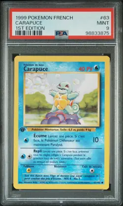 Carte Pokemon Carapuce 63/102 Set de base Edition 1 PSA 9 - Image 2