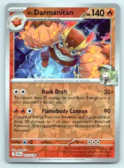 Pokemon N's Darmanitan SV09: Journey Together JTG Reverse Holo 027/159 NM - Image 1