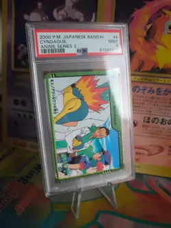 Pokemon Card Cyndaquil Carddass Vending Anime Series 2 Johto Japanese PSA 9 - Image 1