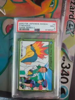 Pokemon Card Cyndaquil Carddass Vending Anime Series 2 Johto Japanese PSA 9 - Image 2