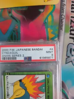 Pokemon Card Cyndaquil Carddass Vending Anime Series 2 Johto Japanese PSA 9 - Image 4