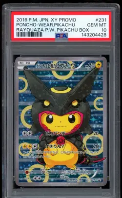 2016 Pokemon Pikachu Poncho Rayquaza Japanese XY Promo #231 PSA 10 GEM MINT - Image 1