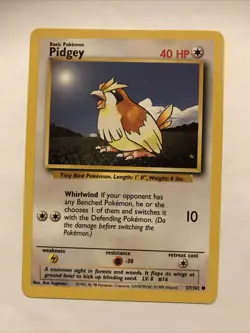 Pokemon TCG Pidgey Base Set 57/102 Regular Unlimited Common Card - Image 1