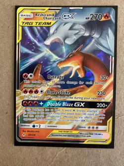 Pokemon TCG Reshiram Charizard Tag Team GX 20/214 Holo Ultra Card NM CLEAN - Image 1