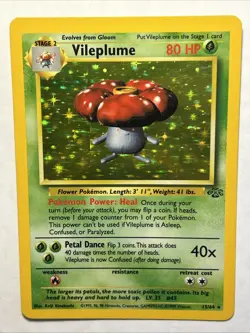 1999 Jungle Vileplume 15/64 Unlimited Holo Rare Card WOTC Pokemon TCG LP - Image 1
